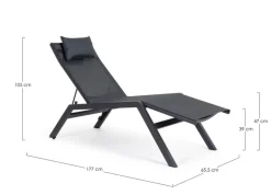 CHAISE LONGUE IN ALLUMINIO ANTRACITE JX55 - KRION