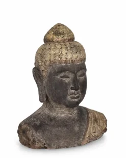 DECORAZIONE BUDDHA TESTA GRIGI ORO H45