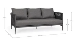 DIVANO 3 POSTI ANTRACITE WG21- JACINTA