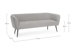 DIVANO 3 POSTI EFFETTO BOUCLE' GRIGIO - AVRIL