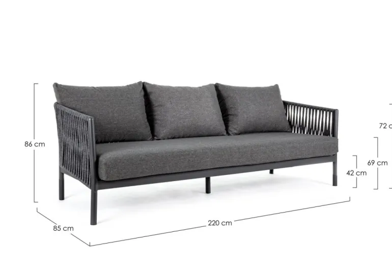 DIVANO IN CORDA PER ESTERNO ANTRACITE WG21 - FLORENCIA