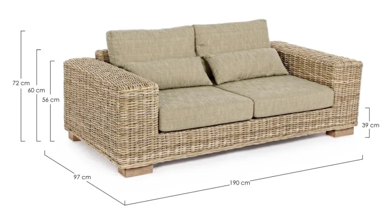 DIVANO IN FIBRE NATURALI 3 POSTI - LEANDRO