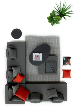 DIVANO IN TESSUTO PER ESTERNO ANTRACITE - PIPER