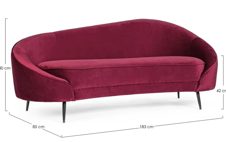 DIVANO IN VELLUTO COLOR WINE - SERAPHIN