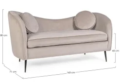 DIVANO IN VELLUTO GRIGIO CHIARO - CANDIS