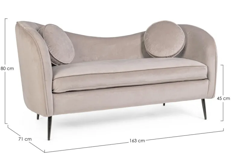 DIVANO IN VELLUTO GRIGIO CHIARO - CANDIS