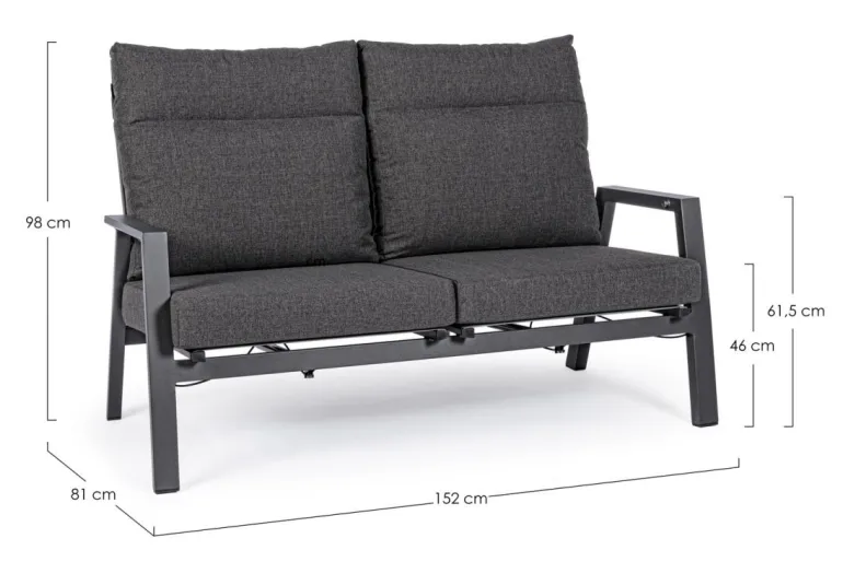 DIVANO RECLINABILE IN ALLUMINIO ANTRACITE JX55 - KLEDI