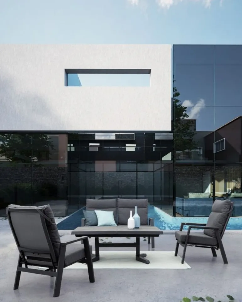 DIVANO RECLINABILE IN ALLUMINIO ANTRACITE JX55 - KLEDI