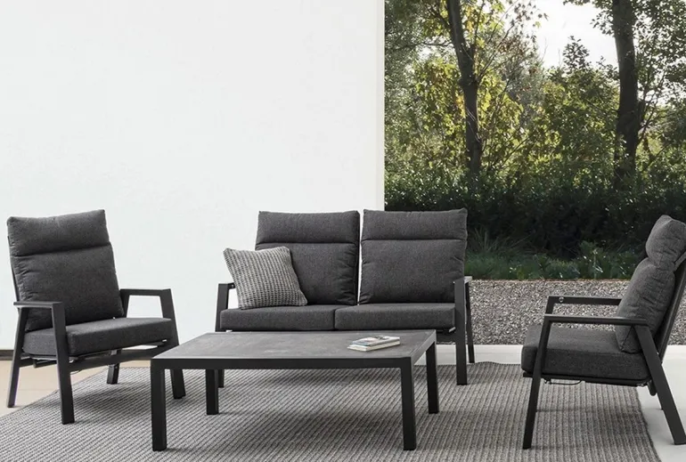 DIVANO RECLINABILE IN ALLUMINIO ANTRACITE JX55 - KLEDI