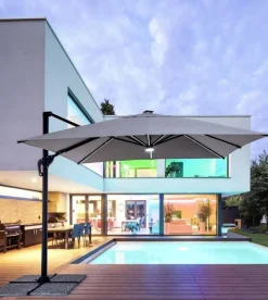 OMBRELLONE BRACCIO CON LED IN ALLUMINIO 3X3 ANTRACITE - INES