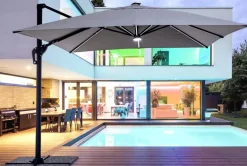 OMBRELLONE BRACCIO CON LED IN ALLUMINIO 3X3 ANTRACITE - INES