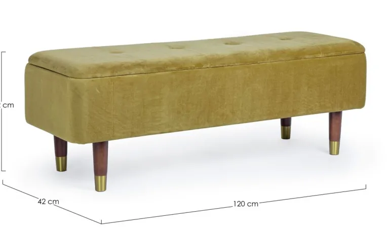 PANCA CONTENITORE IN VELLUTO OLIVE - KIRA