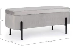 PANCA CONTENITORE IN VELLUTO GRIGIO CHIARO - IRINA