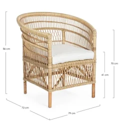 POLTRONA CON CUSCINO IN FIBRE NATURALI - JOSEFINA