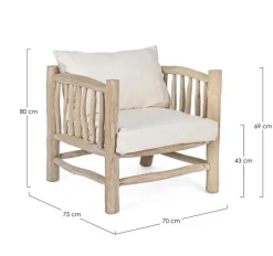 POLTRONA CON CUSCINO IN TEAK - SAHEL