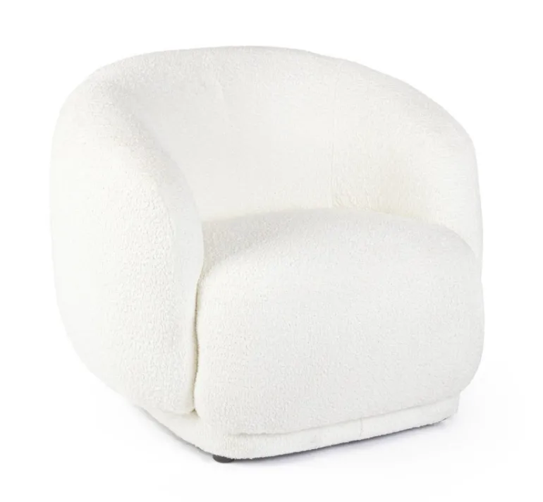 POLTRONA EFFETTO BOUCLE' BIANCO - TECLA