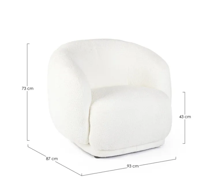 POLTRONA EFFETTO BOUCLE' BIANCO - TECLA