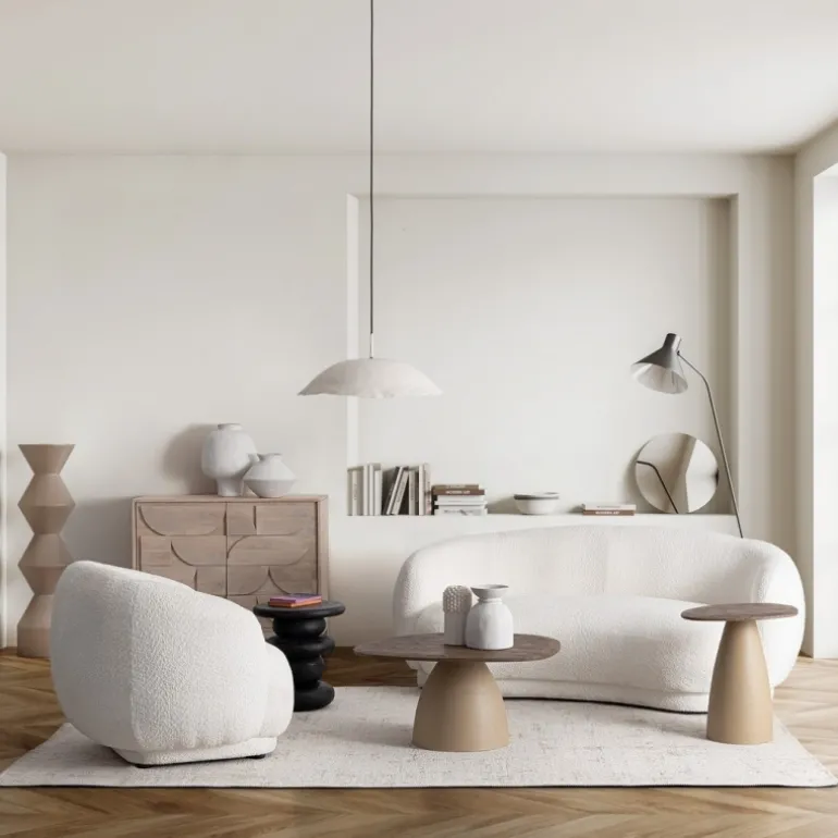 POLTRONA EFFETTO BOUCLE' BIANCO - TECLA