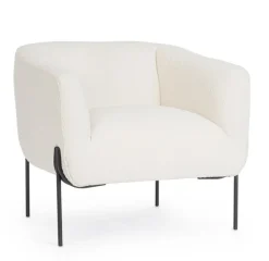 POLTRONA EFFETTO BOUCLE' BIANCO - CLAUDINE