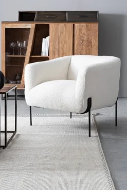 POLTRONA EFFETTO BOUCLE' BIANCO - CLAUDINE