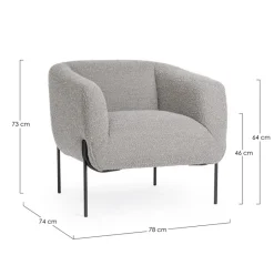 POLTRONA EFFETTO BOUCLE' GRIGIO - CLAUDINE