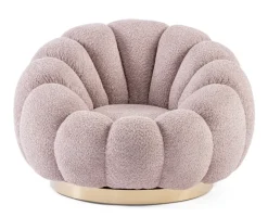 POLTRONA GIREVOLE EFFETTO BOUCLE' ROSA ANTICO - FLOREL