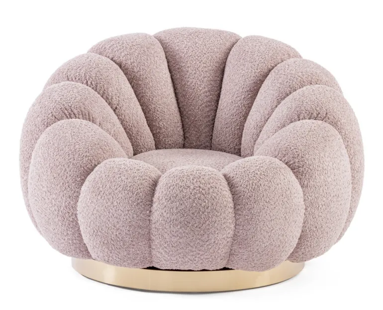 POLTRONA GIREVOLE EFFETTO BOUCLE' ROSA ANTICO - FLOREL