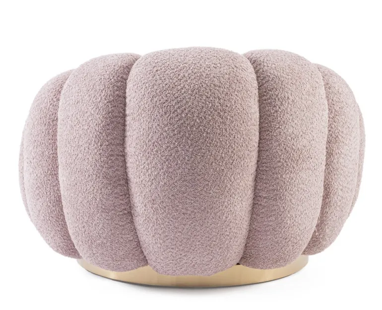 POLTRONA GIREVOLE EFFETTO BOUCLE' ROSA ANTICO - FLOREL