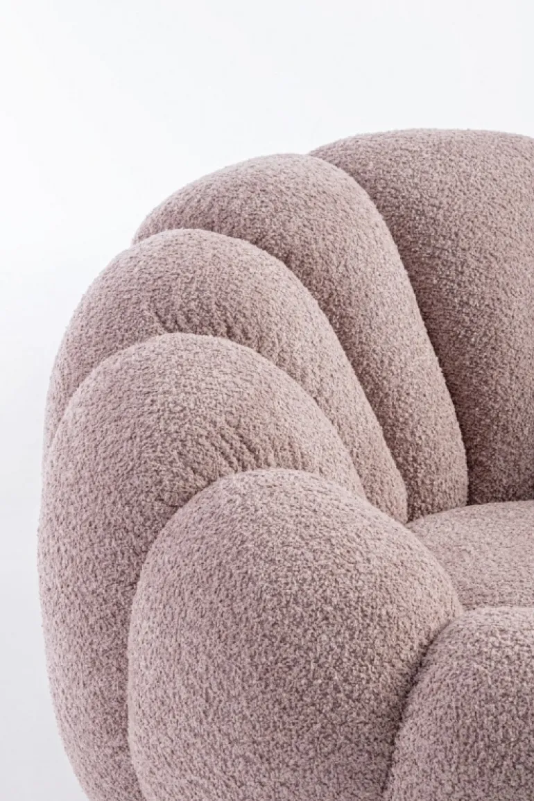 POLTRONA GIREVOLE EFFETTO BOUCLE' ROSA ANTICO - FLOREL