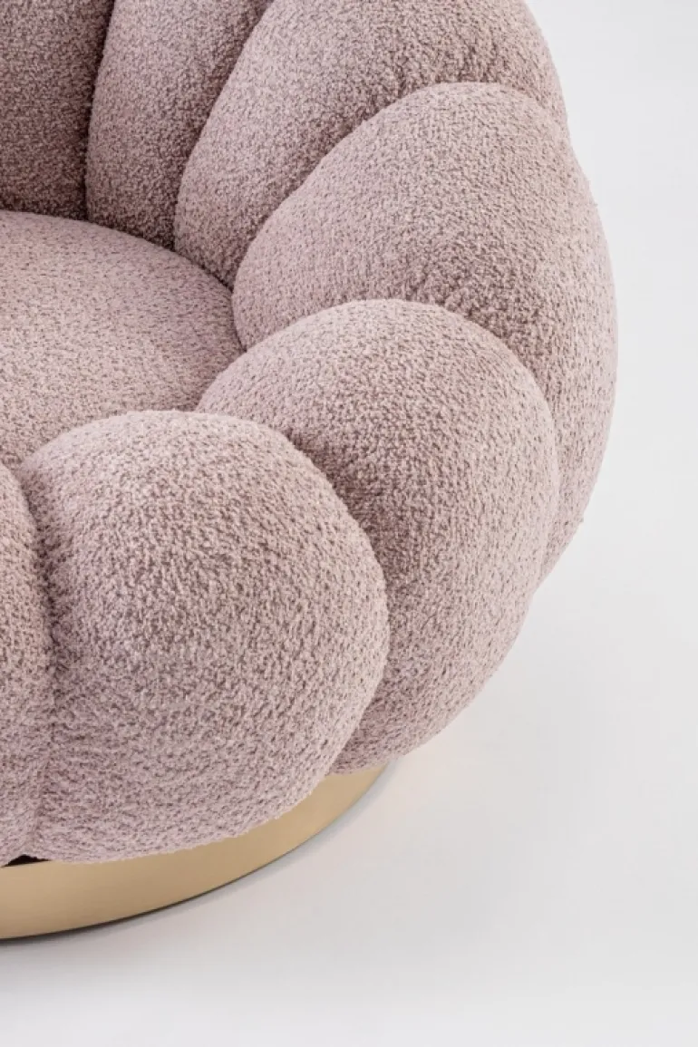 POLTRONA GIREVOLE EFFETTO BOUCLE' ROSA ANTICO - FLOREL