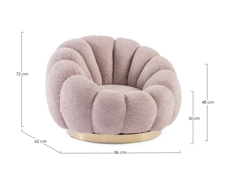 POLTRONA GIREVOLE EFFETTO BOUCLE' ROSA ANTICO - FLOREL