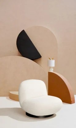 POLTRONA GIREVOLE EFFETTO BOUCLE' BIANCO - MARGOT