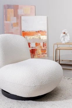 POLTRONA GIREVOLE EFFETTO BOUCLE' BIANCO - MARGOT
