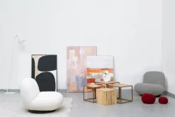 POLTRONA GIREVOLE EFFETTO BOUCLE' BIANCO - MARGOT