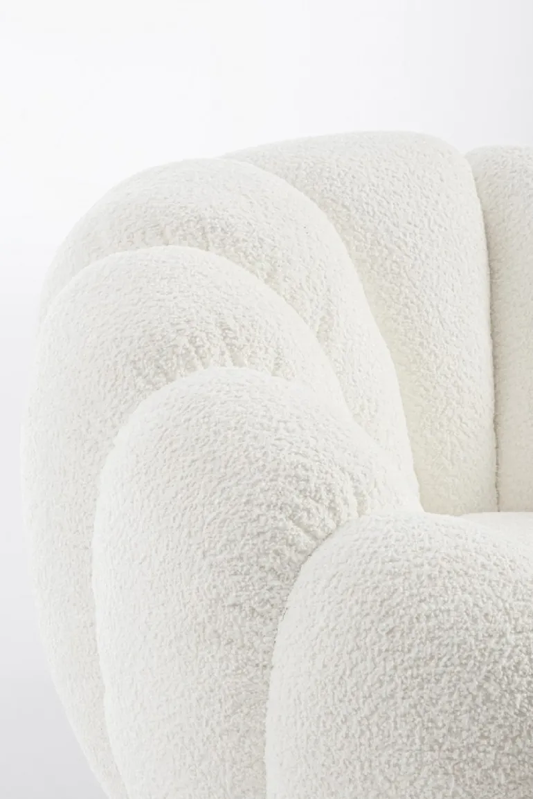 POLTRONA GIREVOLE EFFETTO BOUCLE' BIANCO - FLOREL