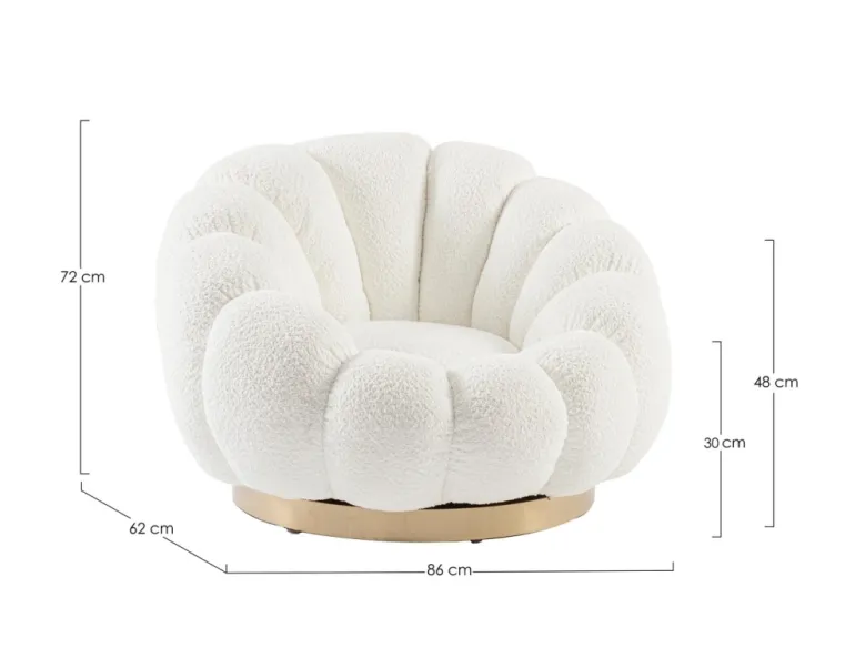 POLTRONA GIREVOLE EFFETTO BOUCLE' BIANCO - FLOREL