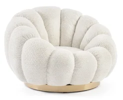 POLTRONA GIREVOLE EFFETTO BOUCLE' NATURALE - FLOREL