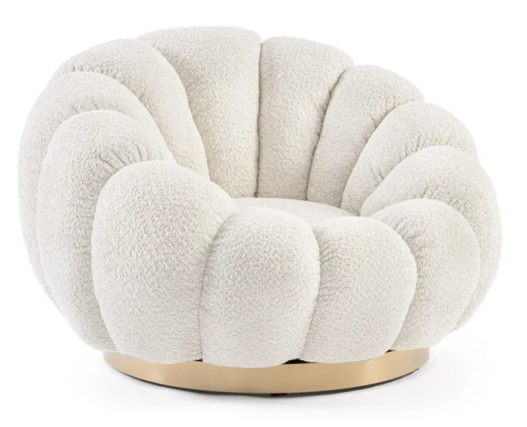 POLTRONA GIREVOLE EFFETTO BOUCLE' NATURALE - FLOREL