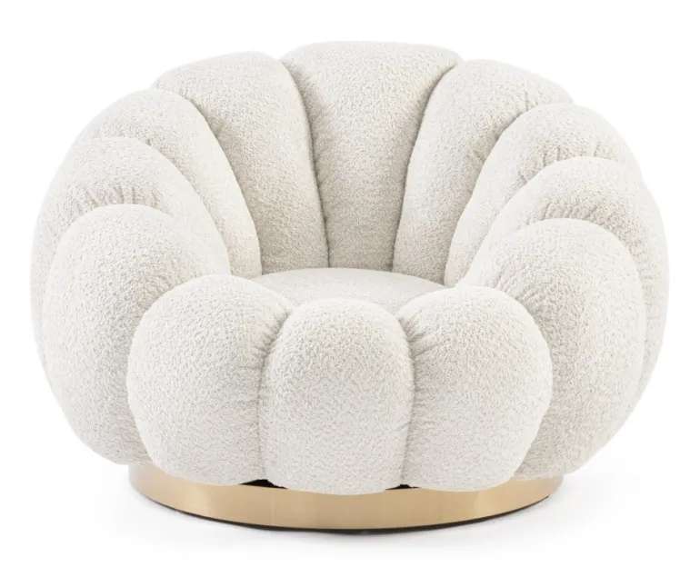 POLTRONA GIREVOLE EFFETTO BOUCLE' NATURALE - FLOREL