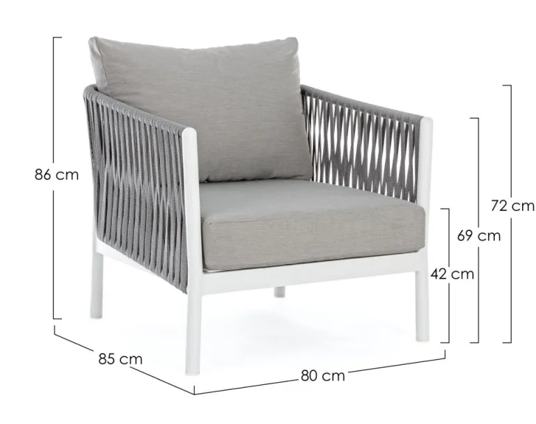 POLTRONA IN CORDA PER ESTERNO BIANCO WG20 - FLORENCIA