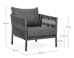 POLTRONA IN CORDA PER ESTERNO ANTRACITE WG21 - FLORENCIA