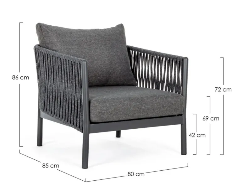 POLTRONA IN CORDA PER ESTERNO ANTRACITE WG21 - FLORENCIA