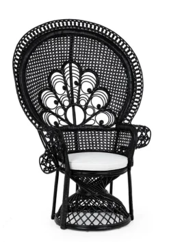 POLTRONA IN FIBRE NATURALI SFODERABILE NERO - PEACOCK