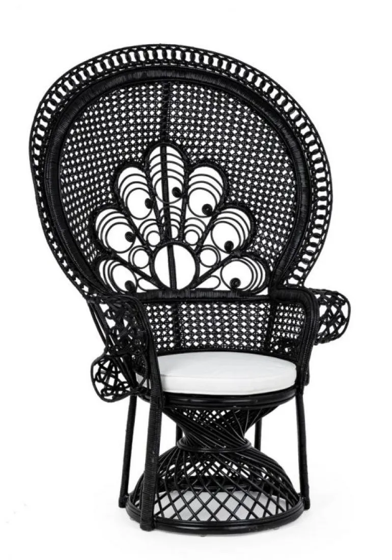 POLTRONA IN FIBRE NATURALI SFODERABILE NERO - PEACOCK