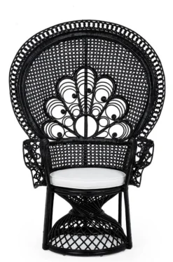 POLTRONA IN FIBRE NATURALI SFODERABILE NERO - PEACOCK