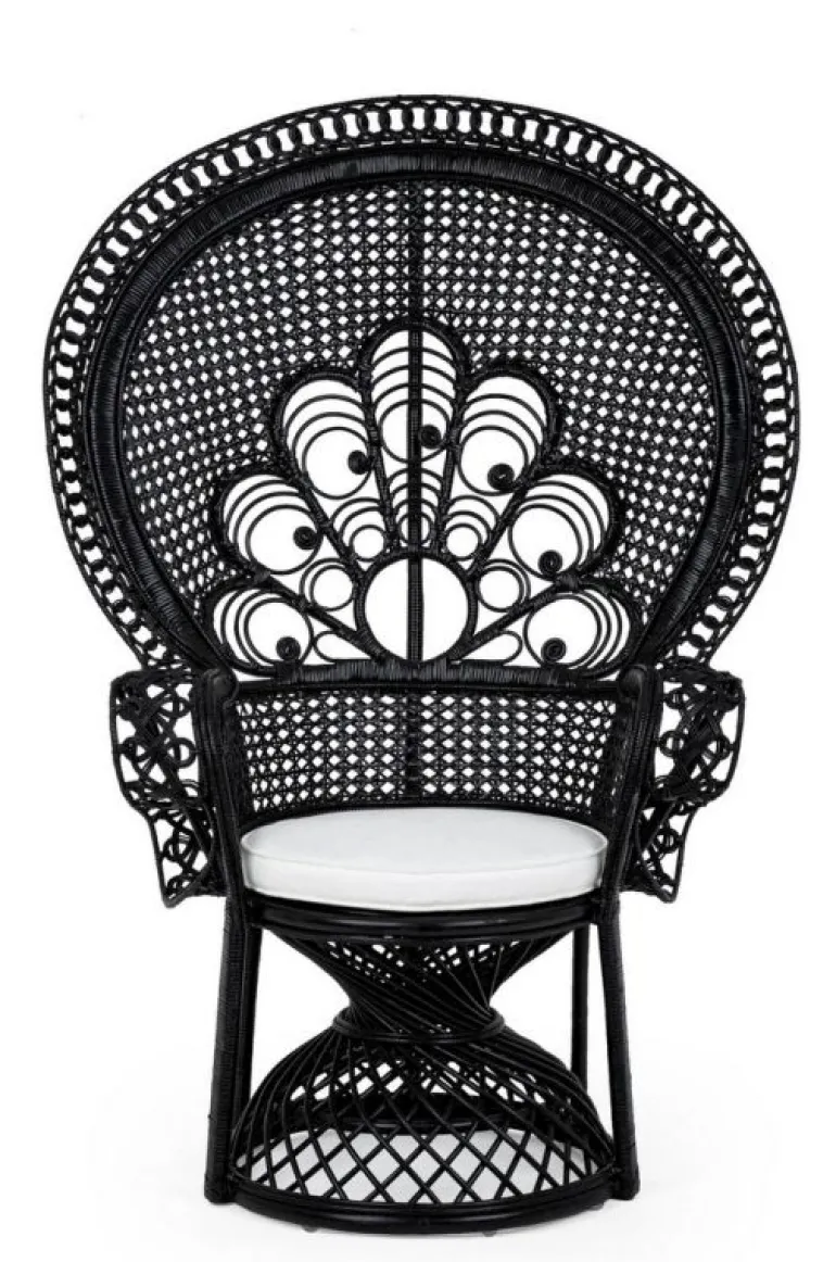 POLTRONA IN FIBRE NATURALI SFODERABILE NERO - PEACOCK