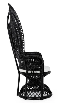 POLTRONA IN FIBRE NATURALI SFODERABILE NERO - PEACOCK