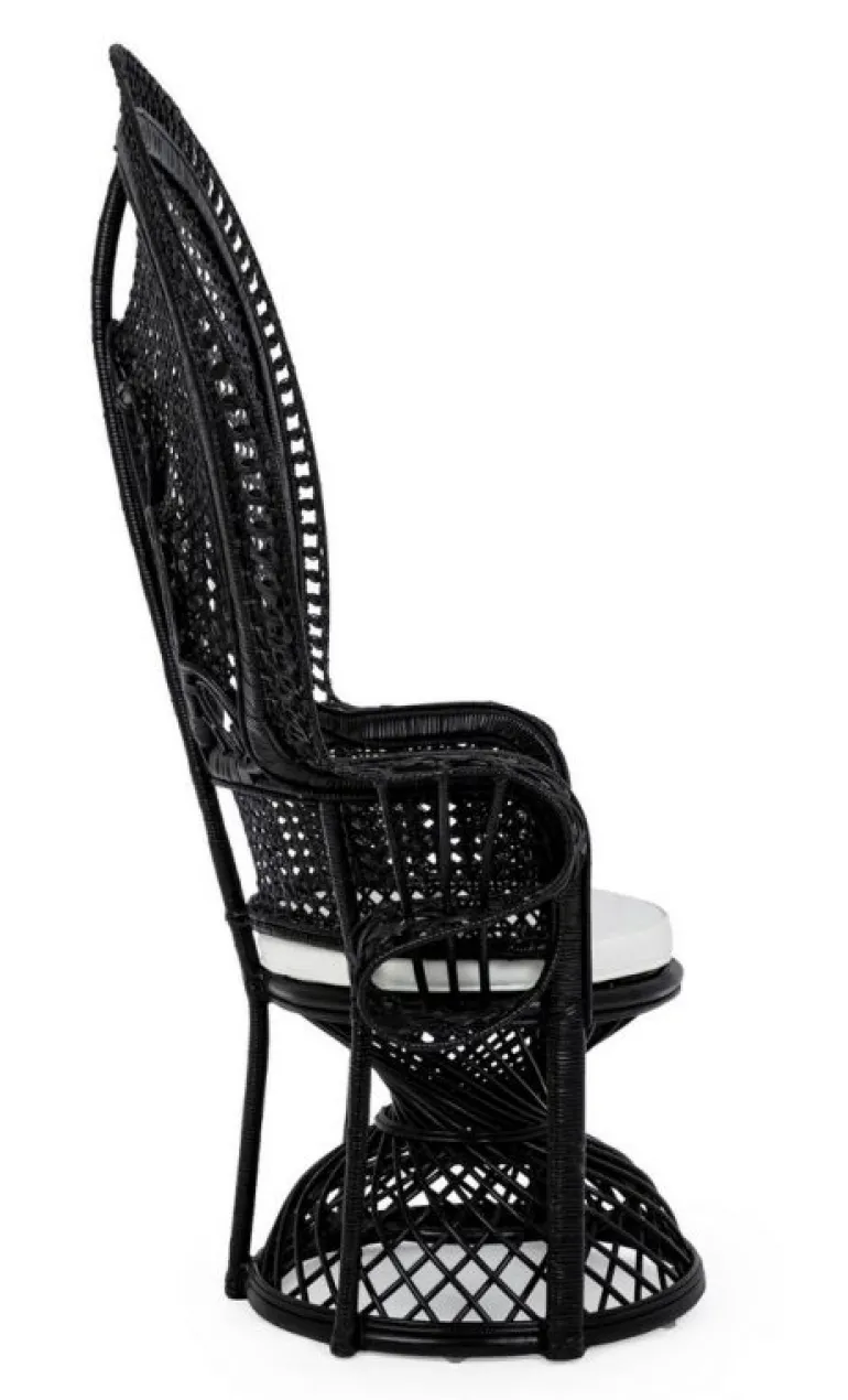 POLTRONA IN FIBRE NATURALI SFODERABILE NERO - PEACOCK