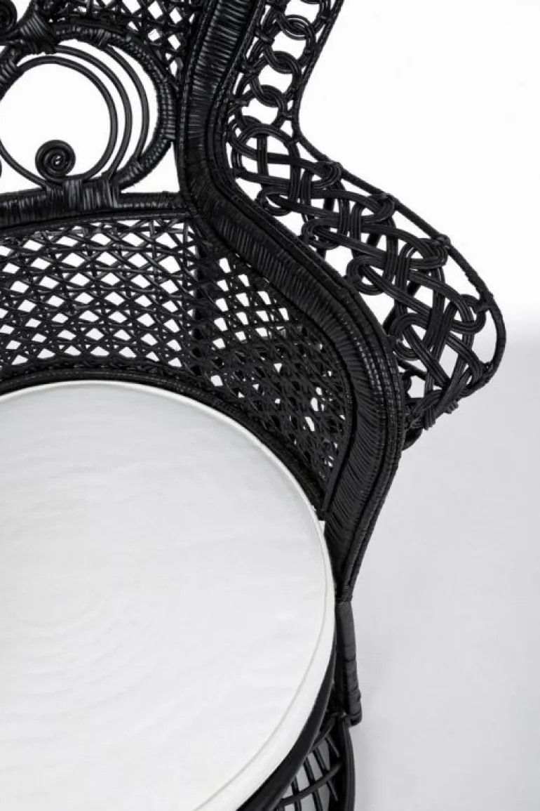 POLTRONA IN FIBRE NATURALI SFODERABILE NERO - PEACOCK