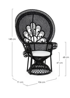 POLTRONA IN FIBRE NATURALI SFODERABILE NERO - PEACOCK